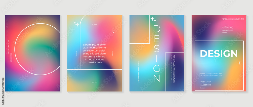 Fluid gradient background vector. Cute and minimalist style posters, Photo frame cover with pastel colorful geometric shapes and liquid color. Modern wallpaper design for social media, idol poster. - obrazy, fototapety, plakaty 