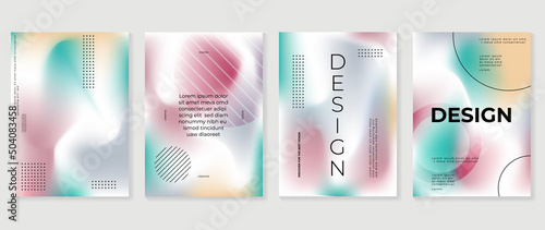 Fluid gradient background vector. Cute and minimalist style posters, Photo frame cover with pastel colorful geometric shapes and liquid color. Modern wallpaper design for social media, idol poster.