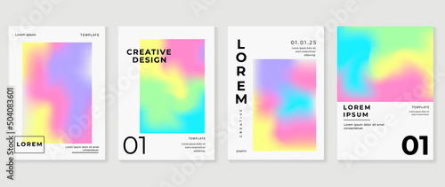 Fluid gradient background vector. Cute and minimalist style posters, Photo frame cover with pastel colorful geometric shapes and liquid color. Modern wallpaper design for social media, idol poster.