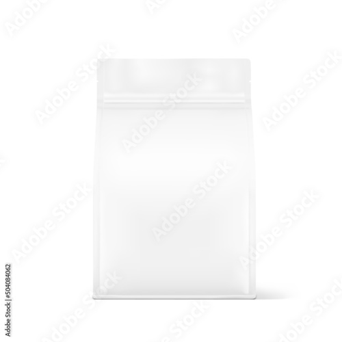 Realistic food bag mockup isolated on white background. Front view. Can be used on packaging, advertising, promo, etc. EPS10. 