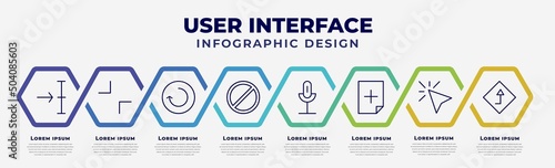 vector infographic design template with icons and 8 options or steps. infographic for user interface concept. included medium, minimal, reload, forbbiden, mic, new file, cursor, go.
