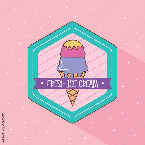 fresh cone ice cream sticker