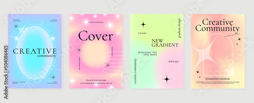 Fluid gradient background vector. Cute and minimalist style posters, Photo frame cover with pastel colorful geometric shapes and liquid color. Modern wallpaper design for social media, idol poster.