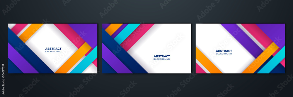 Fototapeta premium Set of abstract blue orange red yellow white colorful square background. Vector abstract graphic design banner pattern presentation background web template.