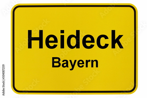 Illustration eines Ortsschildes der Stadt Heideck in Bayern photo