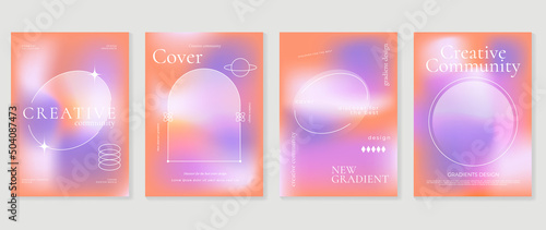 Fluid gradient background vector. Cute and minimalist style posters, Photo frame cover with pastel colorful geometric shapes and liquid color. Modern wallpaper design for social media, idol poster.