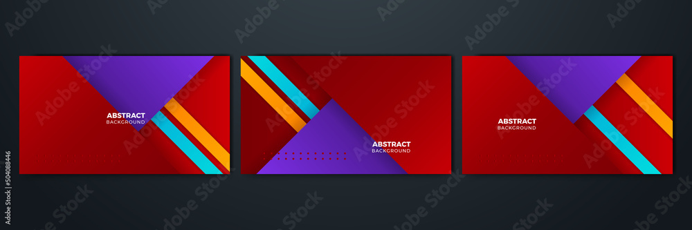 Abstract orange red blue white colorful geometric light triangle line shape with futuristic concept presentation background
