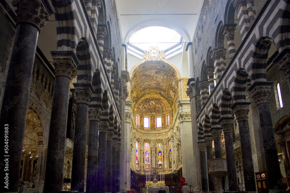  Interior of Saint Lawrence (Lorenzo) Cathedral in Genoa
