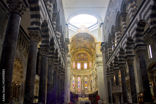  Interior of Saint Lawrence (Lorenzo) Cathedral in Genoa