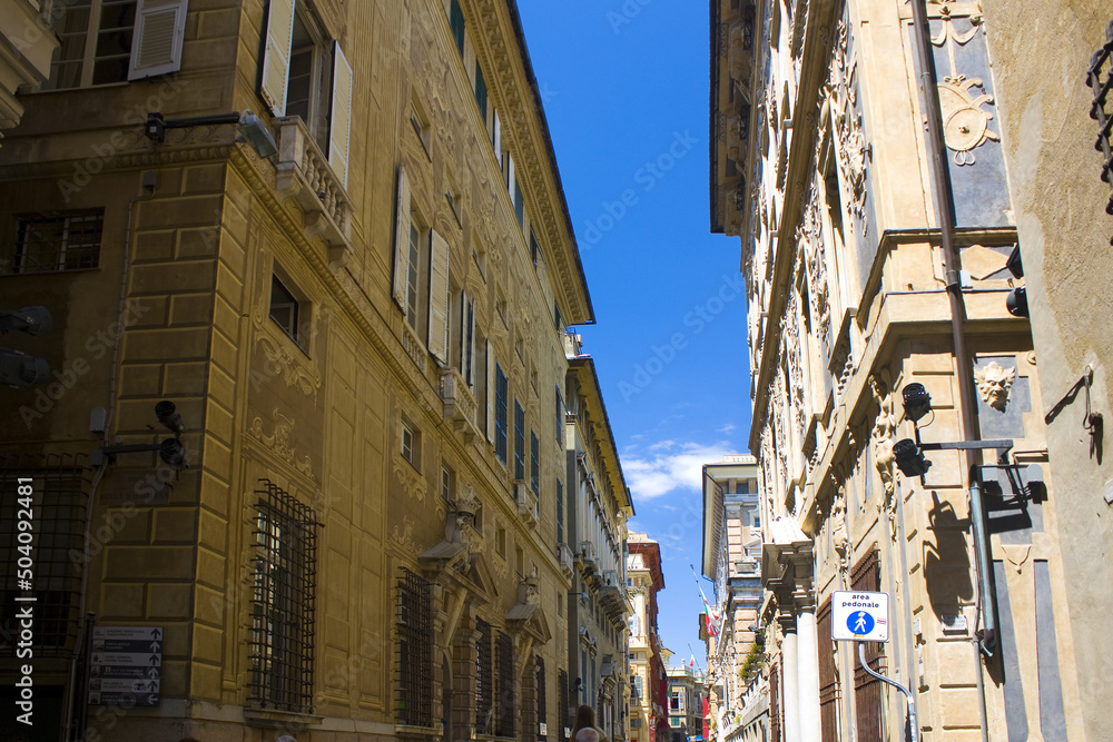 Famous Via Garibaldi in Genoa, Italy
