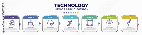 infographic template with icons and 7 options or steps. infographic for technology concept. included ide, growth hacking, devops, reach, , email marketing, leading editable vector.