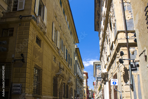 Famous Via Garibaldi in Genoa  Italy