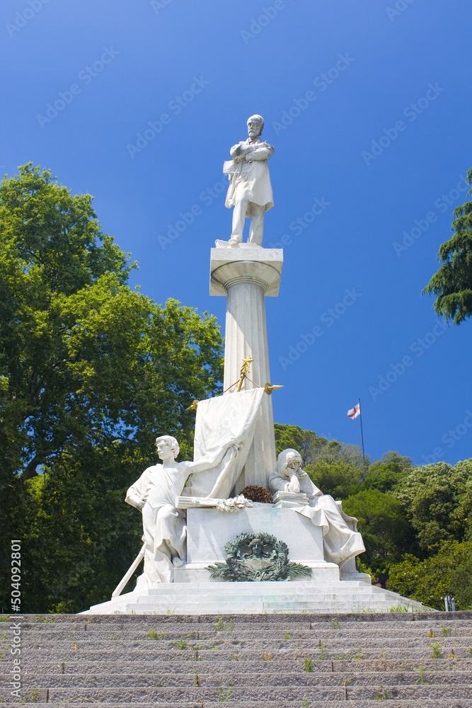 Monument to the famous Italian revolutionary Giuseppe Mazzini at Piazza Corvetto in Genoa, Italy	

