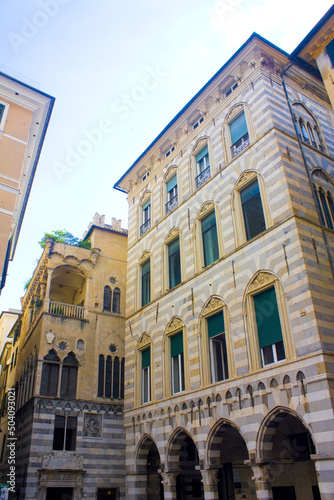 Architecture at Piazza San Matteo in the Old Town of Genoa, Italy © Lindasky76