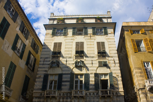 Architecture at Piazza San Matteo in the Old Town of Genoa, Italy photo