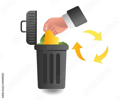flat isometric illustration concept. throw garbage