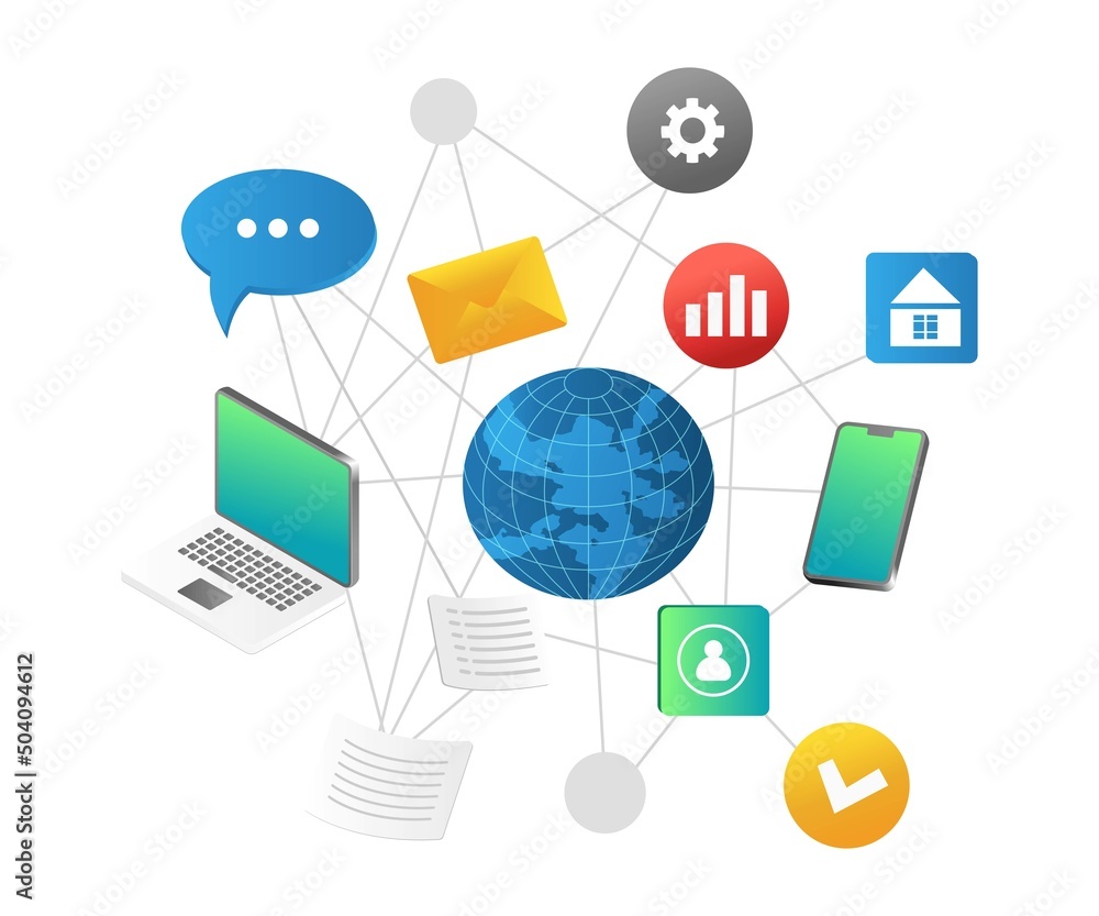 Flat isometric illustration concept. worldwide data network Flat isometric illustration concept. worldwide data network