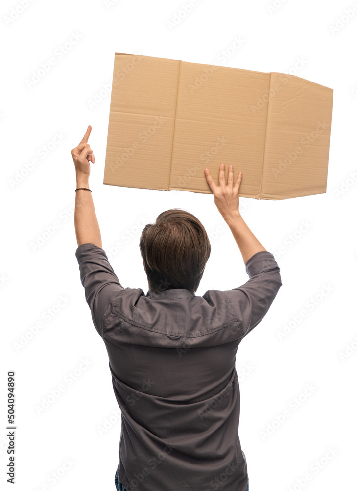 people and human rights concept - man with poster protesting on demonstration and showing middle finger over white background people and human rights concept - man with poster protesting on demonstration and showing middle finger over white background