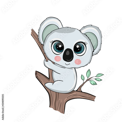 Cute panda baby isolated on white background. Funny australian animals. Card  postcards for kids. Little bear child smiling. Flat vector illustration for banner  card  wallpaper  poster
