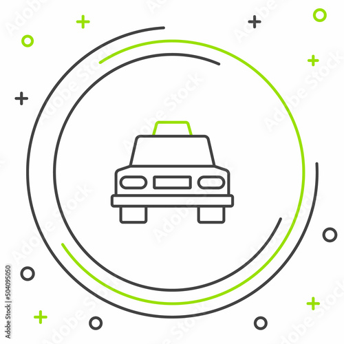Line Taxi car icon isolated on white background. Colorful outline concept. Vector