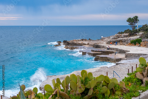 Blue water and Ploce beach near Budva, Montenegro. photo