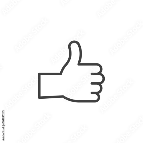 Thumb up hand gesture line icon