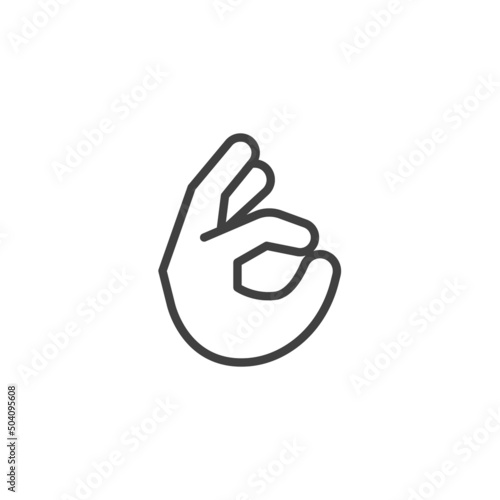 Ok hand gesture line icon