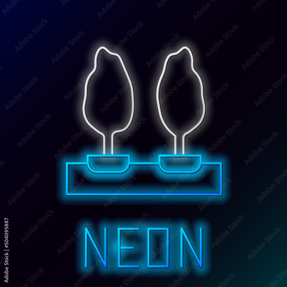 Glowing neon line Trees icon isolated on black background. Forest symbol. Colorful outline concept. Vector Glowing neon line Trees icon isolated on black background. Forest symbol. Colorful outline concept. Vector
