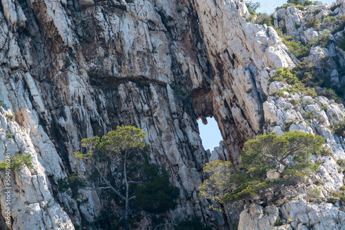 Limestone cliffs near Cassis, boat excursion to Calanques national park in Provence, France © barmalini