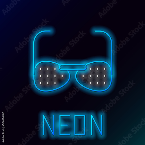 Glowing neon line Glasses for the blind and visually impaired icon isolated on black background. Colorful outline concept. Vector