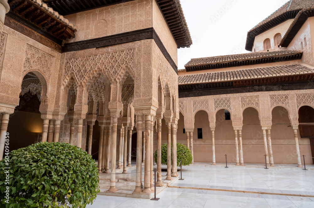 Fototapeta premium Walls and buidings of medieval fortress Alhambra, Granada, Andalusia, Spain
