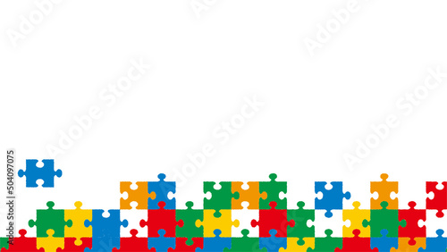 カラフルでおしゃれなジグソーパズル　下揃え背景画像16:9