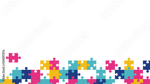 カラフルでおしゃれなジグソーパズル　下揃えバナー背景画像16:9