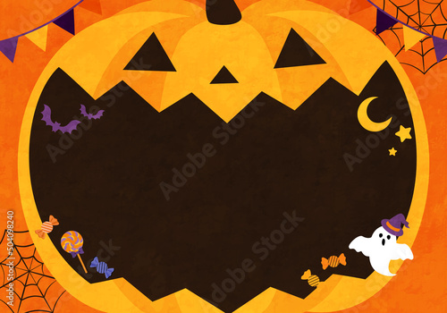 ハロウィンのカボチャのベクターイラストフレーム背景(ハロウィーン,art,illustration,card)