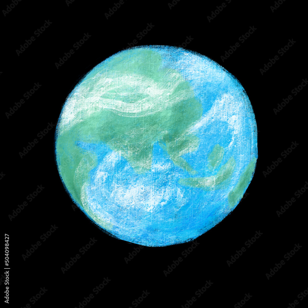 Earth solar system planets illustration painting chalk art drawing ...
