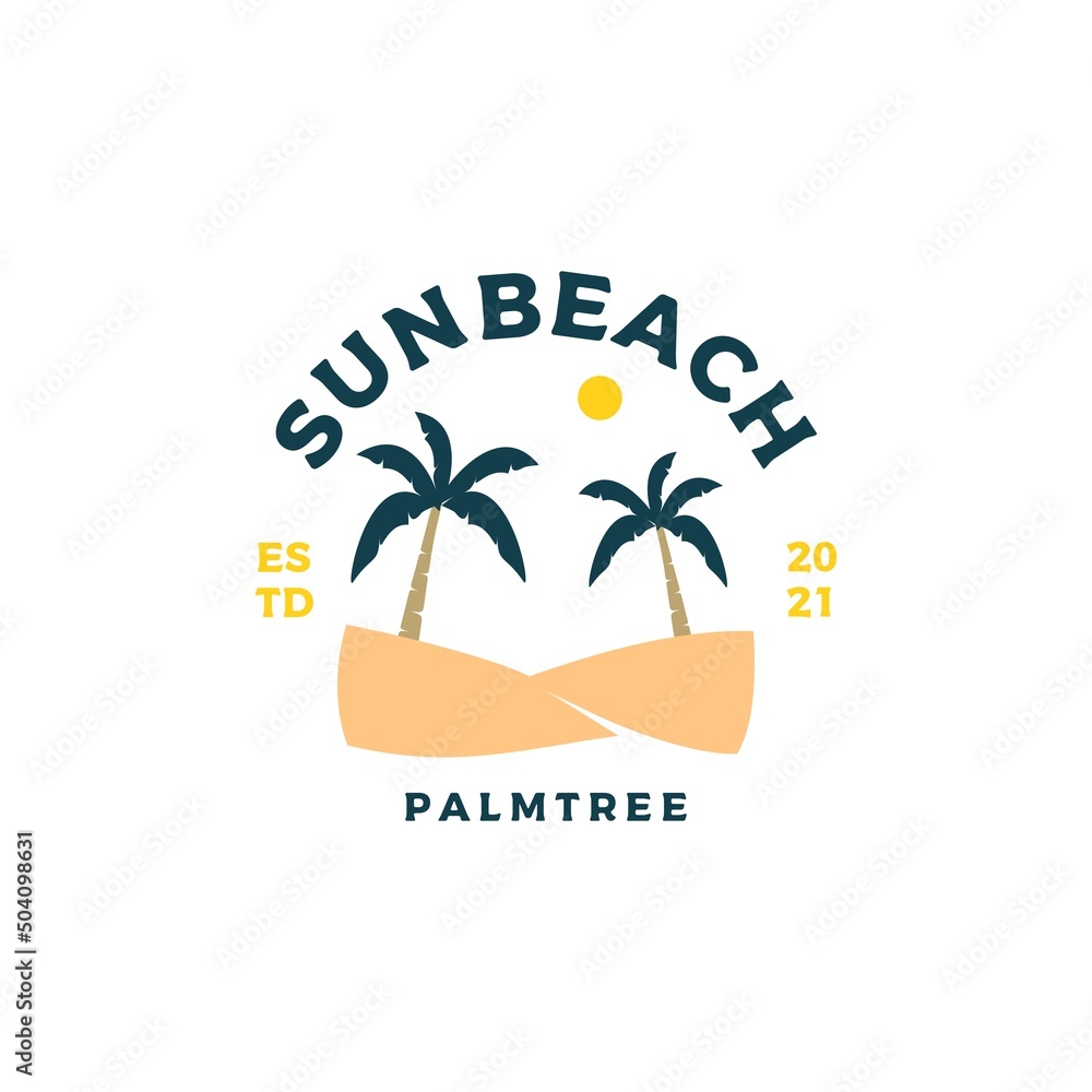 Beach vacation logo design vector illustration