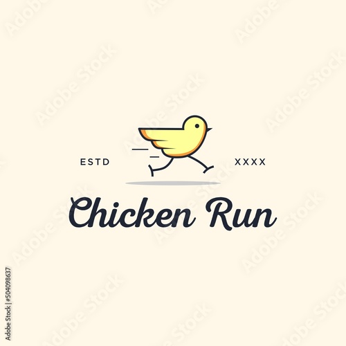 Chicken run logo design vector illustration