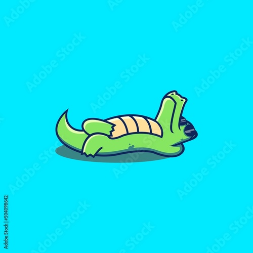 Cute crocodile cartoon logo design vector illustration