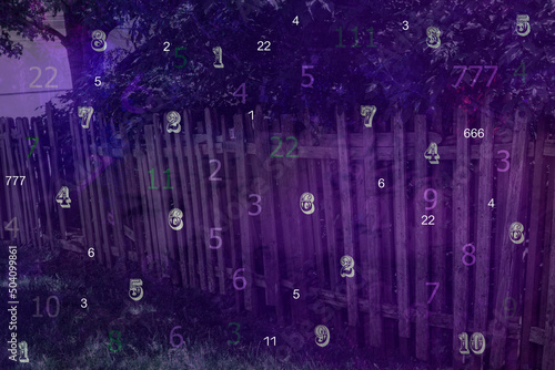 Antique fence and numbers, numerology
