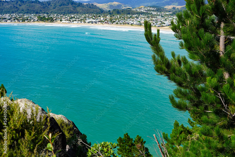 Fototapeta premium Panoramic view of Whangamata, Coromandel, New Zealand