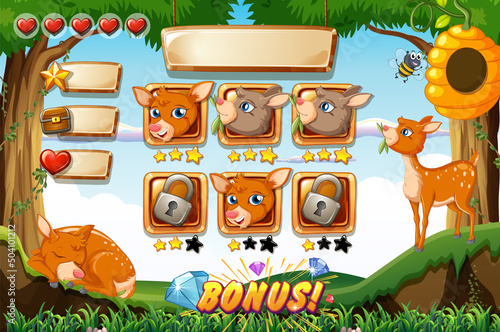 Game design with deers in the woods