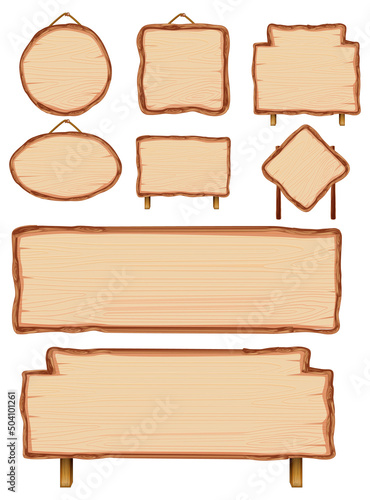 Set of different wooden sign boards