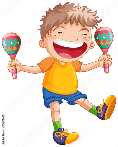 Happy boy with shakers