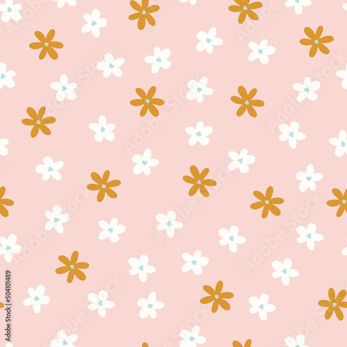 Floral boho Seamless pattern, vector repeating flower digital background for stationery, fabric, textile, wallpaper, wrapping