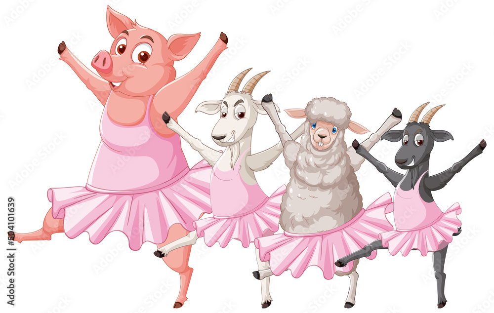 Obraz premium Farm animals dancing ballet