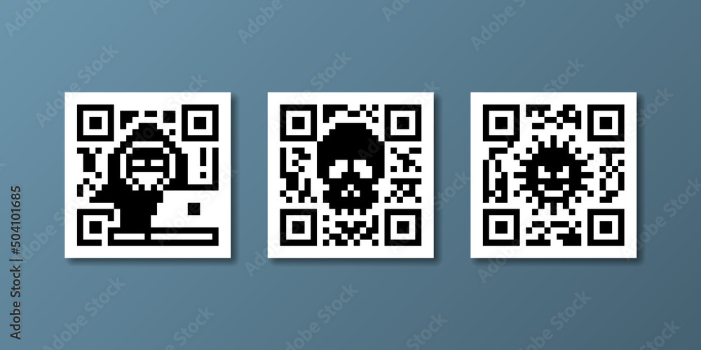 Hacker and Cyber crime QR Code, vector illustration Hacker and Cyber crime QR Code, vector illustration