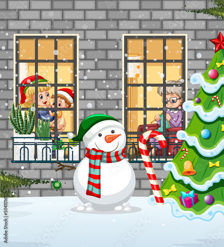 Snowman in Christmas theme