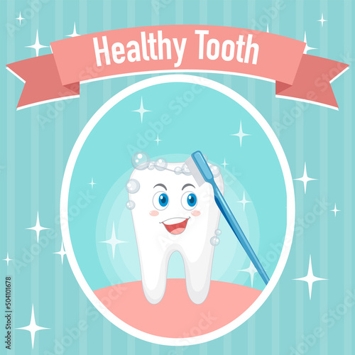 Dental healthy teeth brushing itself poster