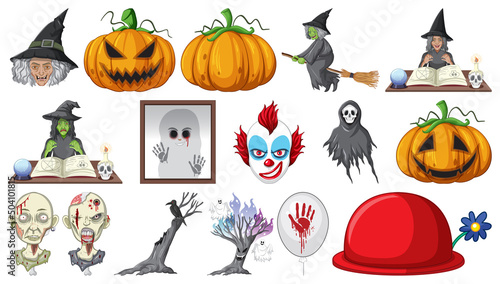 Halloween set with scary monsters