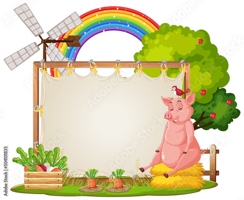 Empty banner template with farm animals
